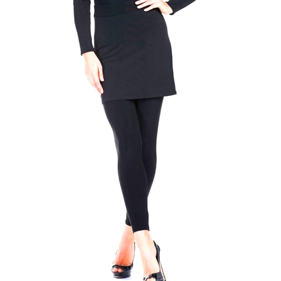 Frank Lyman Design Pants - FRANK LYMAN Design Black Nylon Feel Holiday Skirt Leggings Combo Skeggings 14